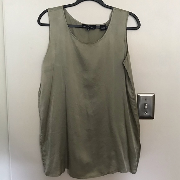100% Silk Vintage Carole Little Silver Top - Picture 1 of 5